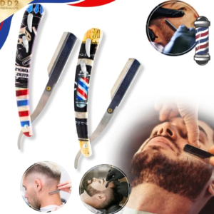 navaja de barbero con diseño black & silver signature